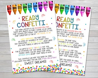 Ready Confetti - Night Before School - First Day of School Tag - Back to School Gift - Welcome Back to School - Kindergarten