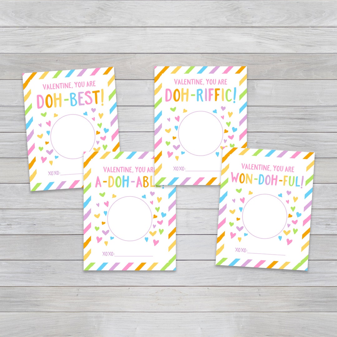 Playdoh Valentines Printable Valentine Cards Non candy Valentine Cards Play doh Valentines
