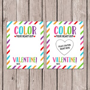 Color Your Heart Out Valentine Cards - Valentine's Day Crayon Card