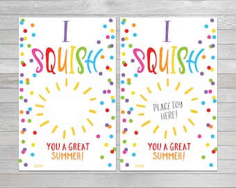 I Squish You A Great Summer Tags - I Wish You a Great Summer Tags - End of School Year Tags- Teacher Gift Tags - Year End Printable Student