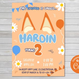 Blue Dog Birthday Invite, Dog Birthday Invite, Kid&#39;s Birthday Invitation, Girl&#39;s Birthday Invite, Dog Themed Birthday Invite, Blue Dog Party
