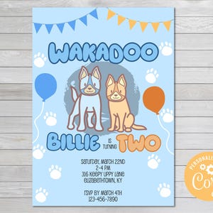 Blue Dog Birthday Invite, Dog Birthday Invite, Kid&#39;s Birthday Invitation, Boy&#39;s Birthday Invite, Dog Themed Birthday Invite, Blue Dog Party