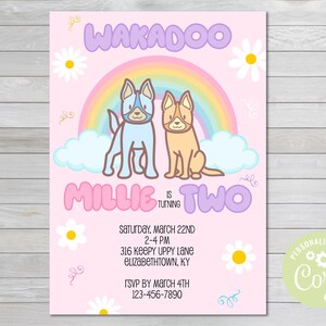 Blue Dog Birthday Invite, Dog Birthday Invite, Kid&#39;s Birthday Invitation, Girl&#39;s Birthday Invite, Dog Themed Birthday Invite, Blue Dog Party