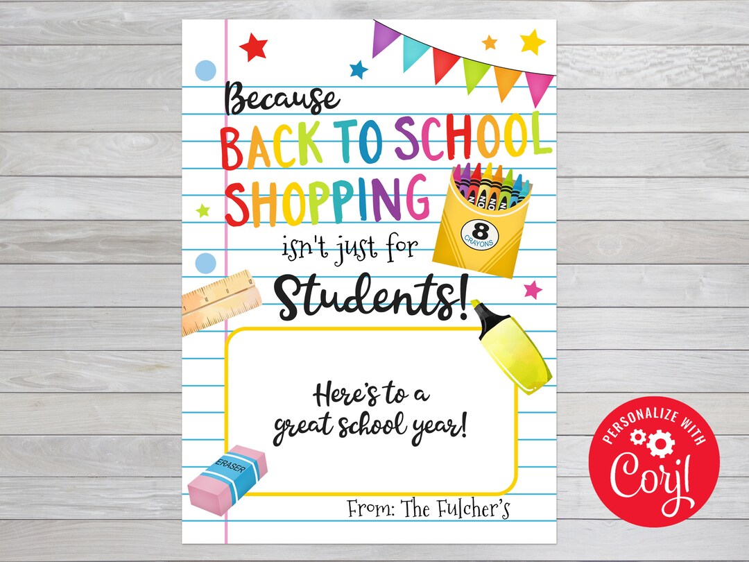 Back to School Gift Card Holder School Supply Gift Card Holder Teacher