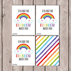 Rainbow Valentine Cards - Front & Back