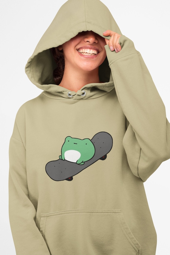 Frog On Skateboard Hoodie Cute Frog Shirt Skateboarding Etsy