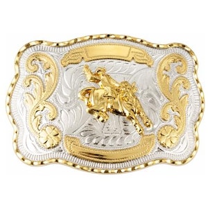 Bull Rider Western Belt Buckle Gold Silver Rodeo Cowboy Large 1.5" Statement Style 1.