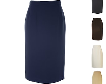 Busy Women's Pencil Skirt in Silver Grey, Black, Navy, Burgundy Red or White