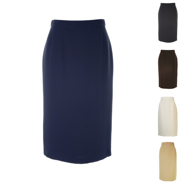 Busy Women's Pencil Skirt in Silver Grey, Black, Navy, Burgundy Red or White