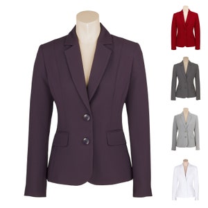 Busy Women's Suit Jacket Blazer in Dark Purple, Burgundy Red, Grey, Silver Grey or White