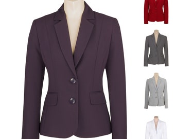 Busy Women's Suit Jacket Blazer in Dark Purple, Burgundy Red, Grey, Silver Grey or White