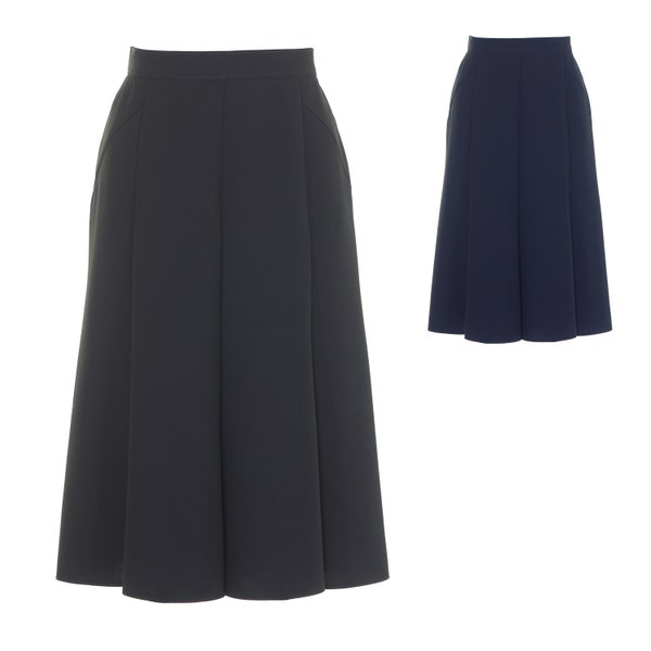 Busy Women's Flared Panelled Skirt 28” Length in Black or Navy