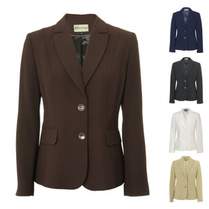 Busy Women's Suit Jacket Blazer in Brown, Black, Navy, Light Cream and Beige