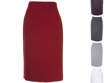 Busy Women's Pencil Skirt in Purple, Silver, Grey, Burgundy Red or White