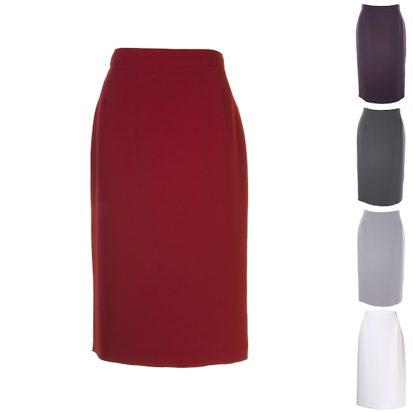 Busy Women's Pencil Skirt in Purple, Silver, Grey, Burgundy Red or White
