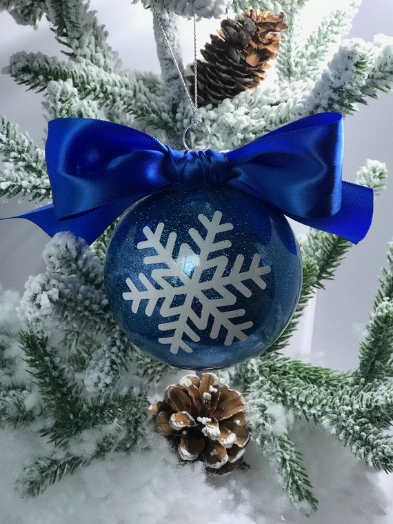 Sparkling Blue Snowflake Glitter Christmas Ornament - Holiday Decor and Gift