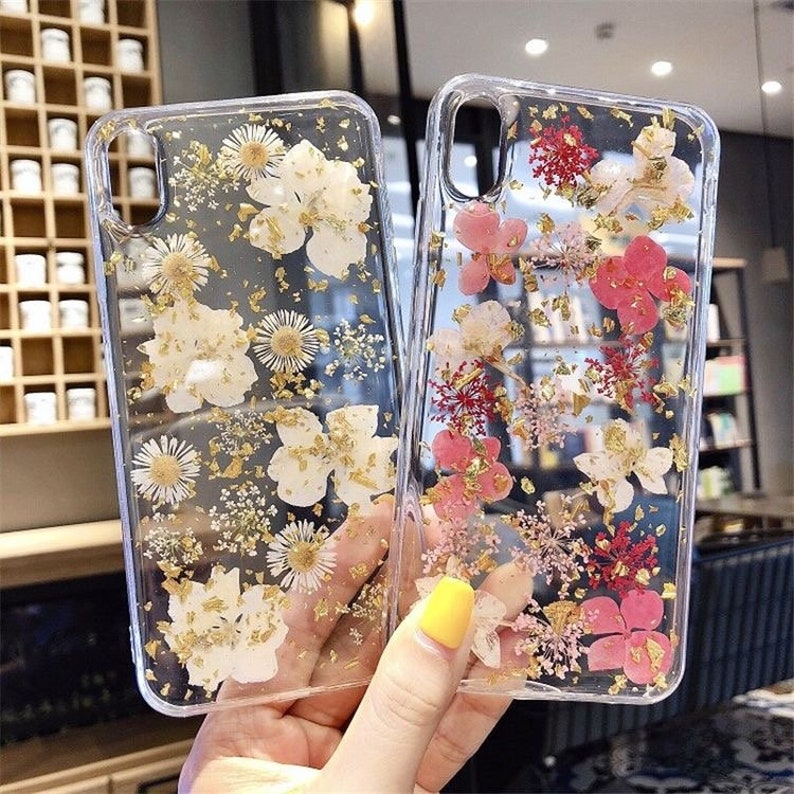 Resin iPhone case Dried flowers case Custom phone case Clear Etsy