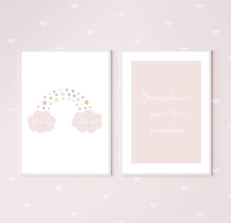 Nursery Print Set 2 Prints Pale Pink Nursery Prints Etsy UK