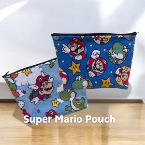 Handmade Super Mario Brothers Pouch - Fun Zippered Bag for Kids, Travel, or Everyday Use