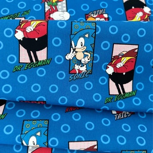 Fabric / Sonic the Hedgehog / Robert Kaufman / Blue / Quilting Cotton / Camelot Fabrics / Character Cotton fabrics