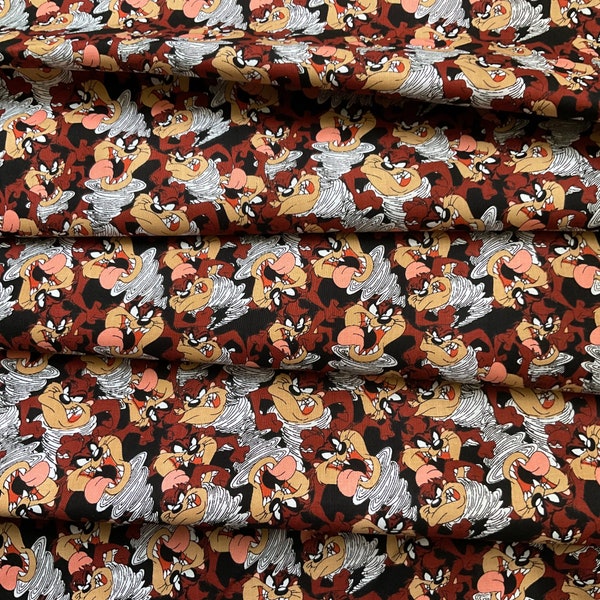 Fabric / Looney Tunes / Tazmania / Taz / Quilting Cotton / Character Cotton Fabric / Cute Fabrics / Premium Cotton