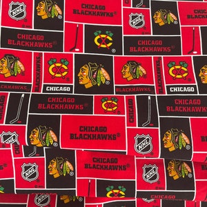 Tessuto, NHL, Broadcloth, Chicago Blackhawks, Cotone per trapuntatura tagliato su misura, Tessuti NHL
