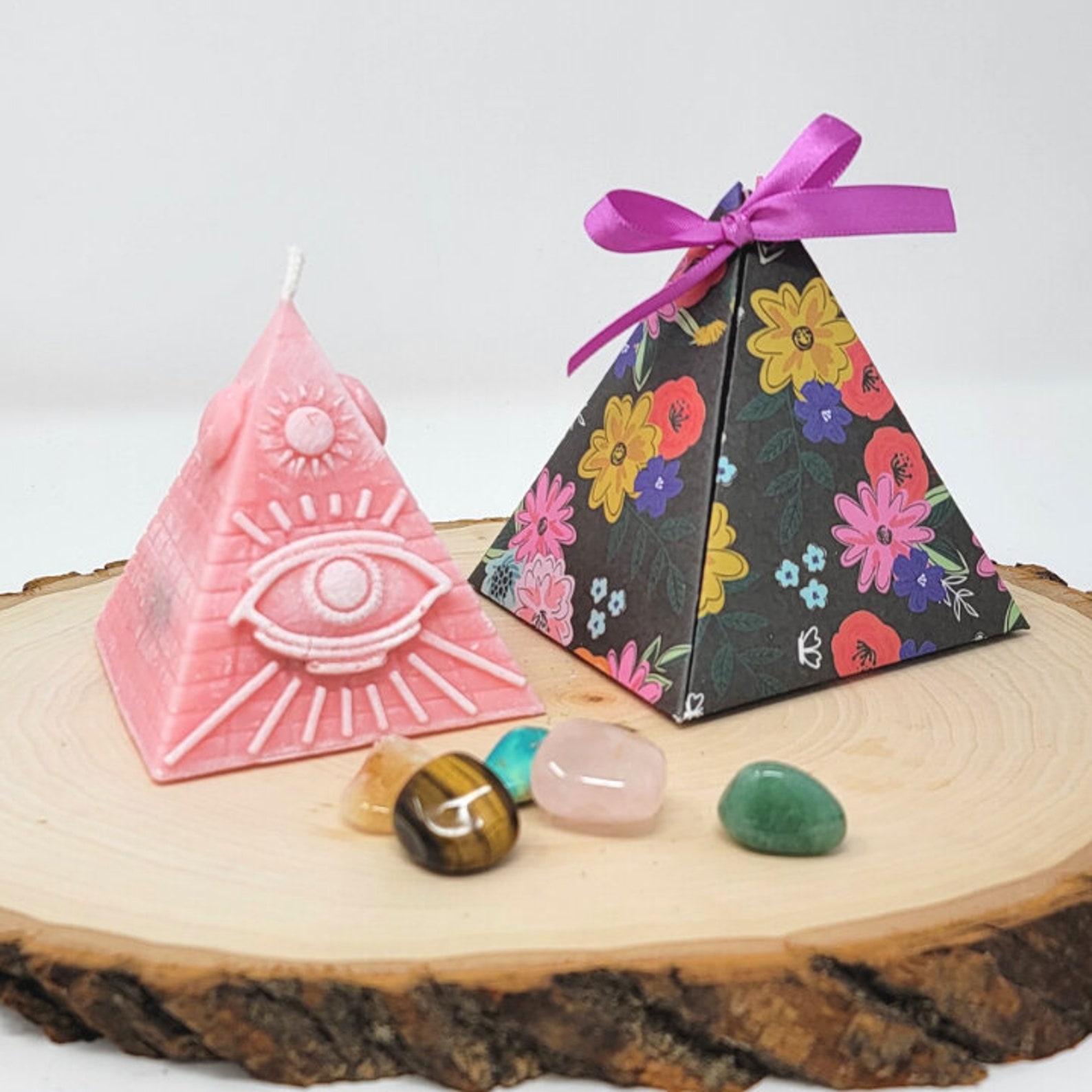 Pyramid Candle With Hidden Crystals Spiritual Candle With Etsy