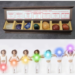 Gems Chakra Crystal Set - 7 Authentic Natural Healing Crystals Chakra Stones in a Box