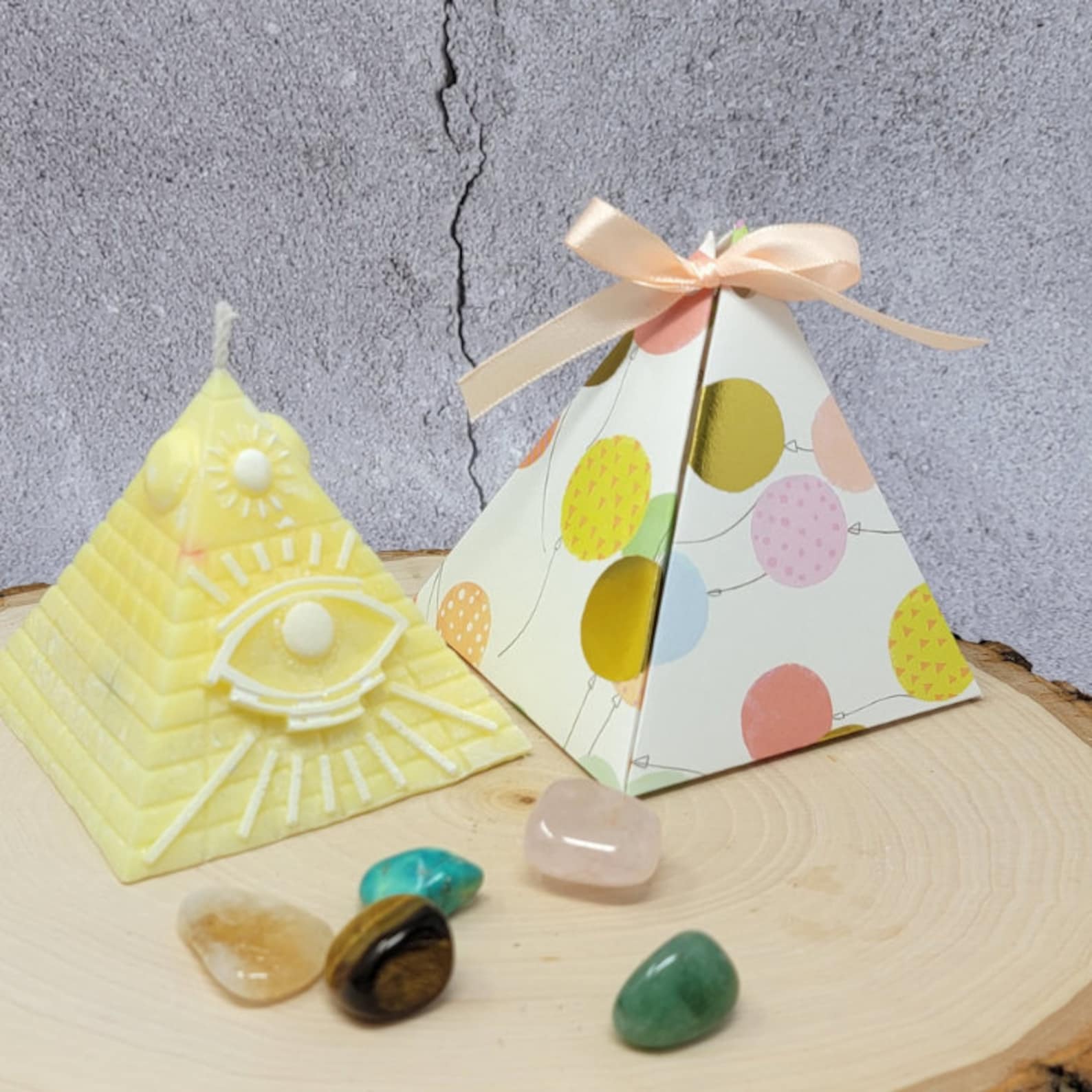 Pyramid Candle With Hidden Crystals Spiritual Candle With Etsy