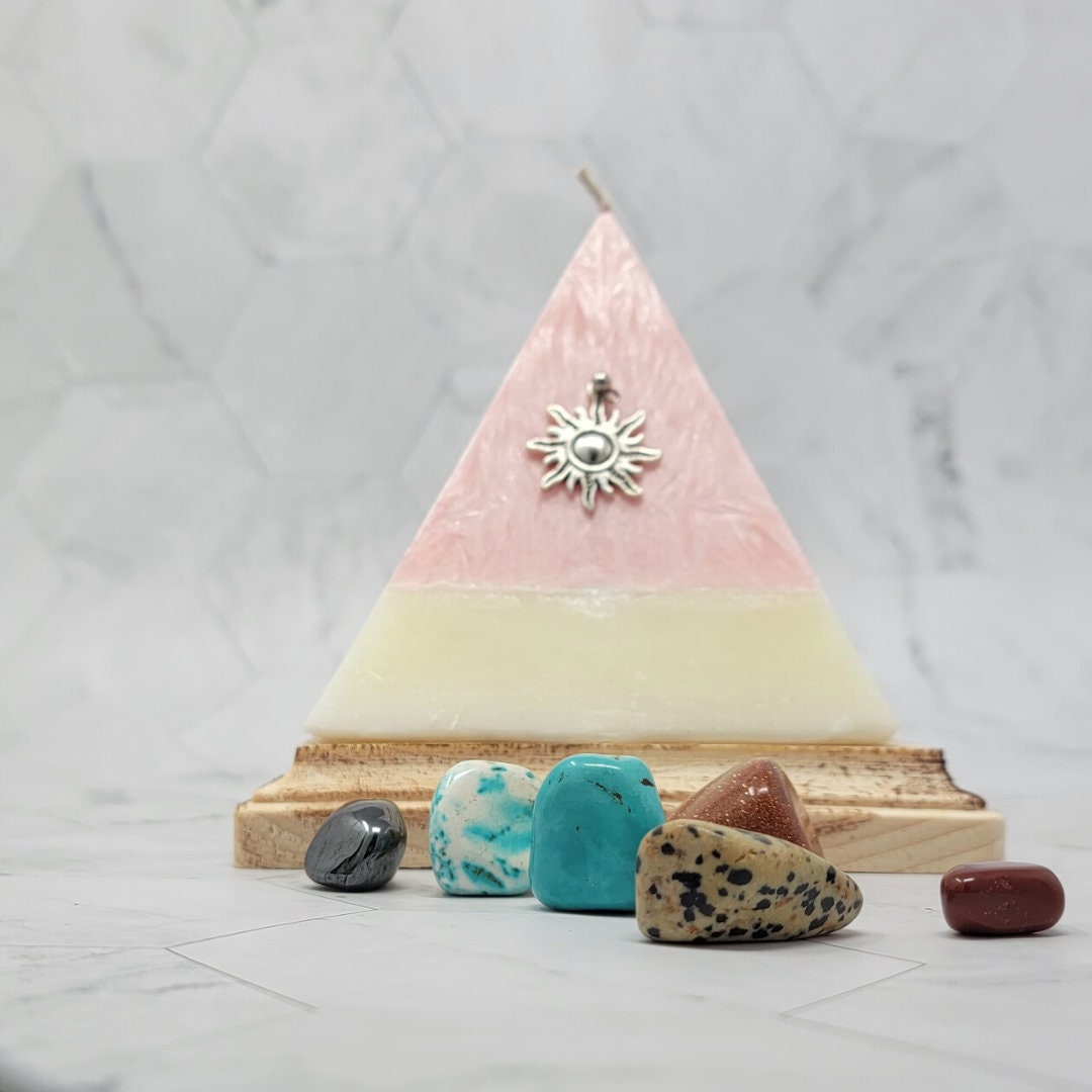 Pyramid Candle With Crystals Inside Surprise Candle With Etsy