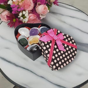 Heart Shaped Crystal Box, Easter Valentines Gift box, Chakra set gift box