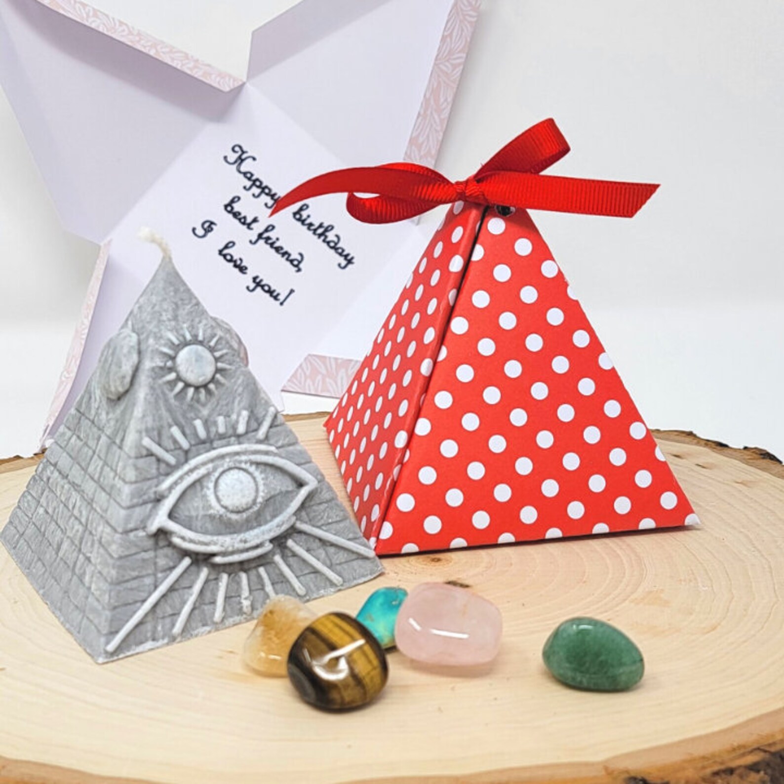 Pyramid Candle With Hidden Crystals Spiritual Candle With Etsy