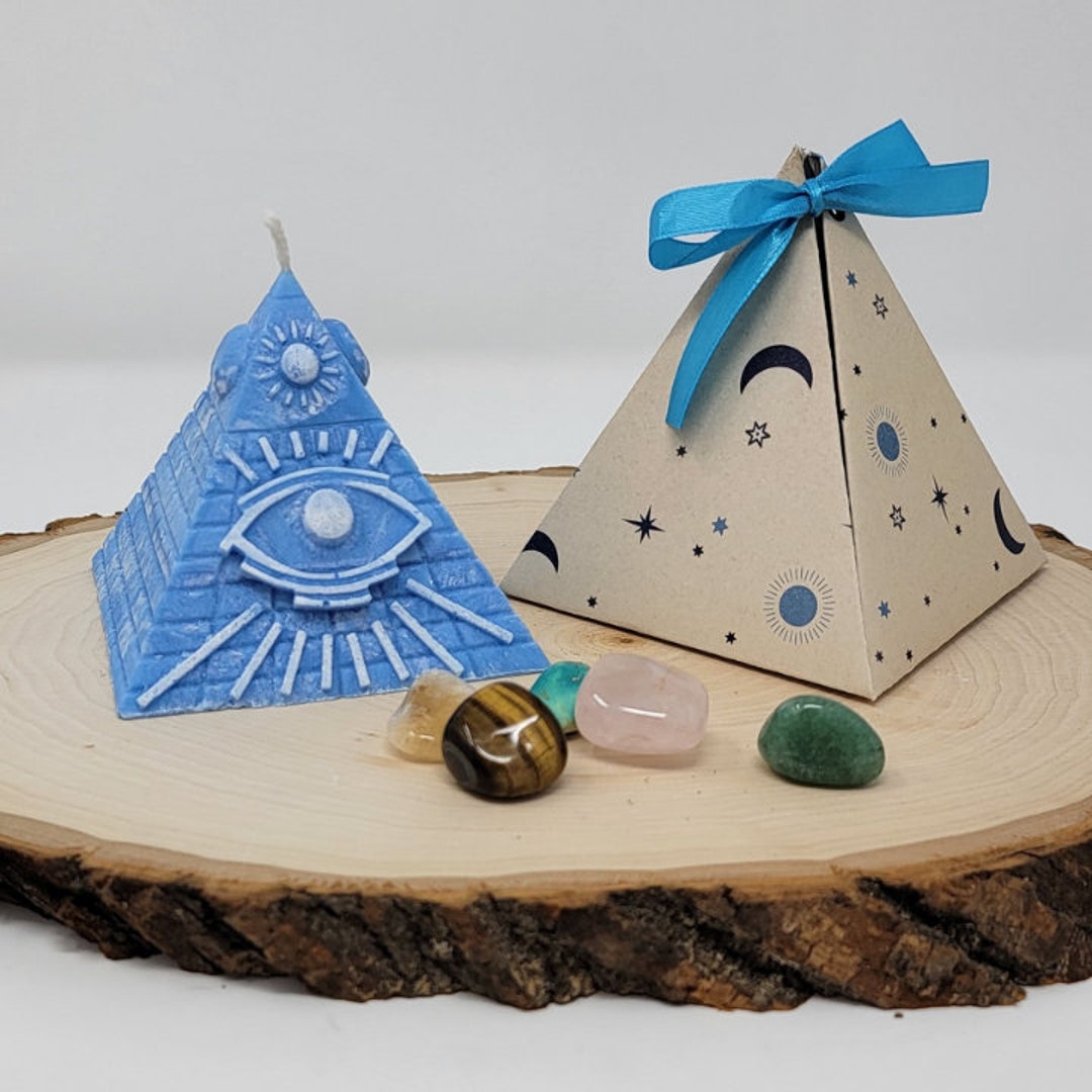 Pyramid Candle With Hidden Crystals Spiritual Candle With Etsy