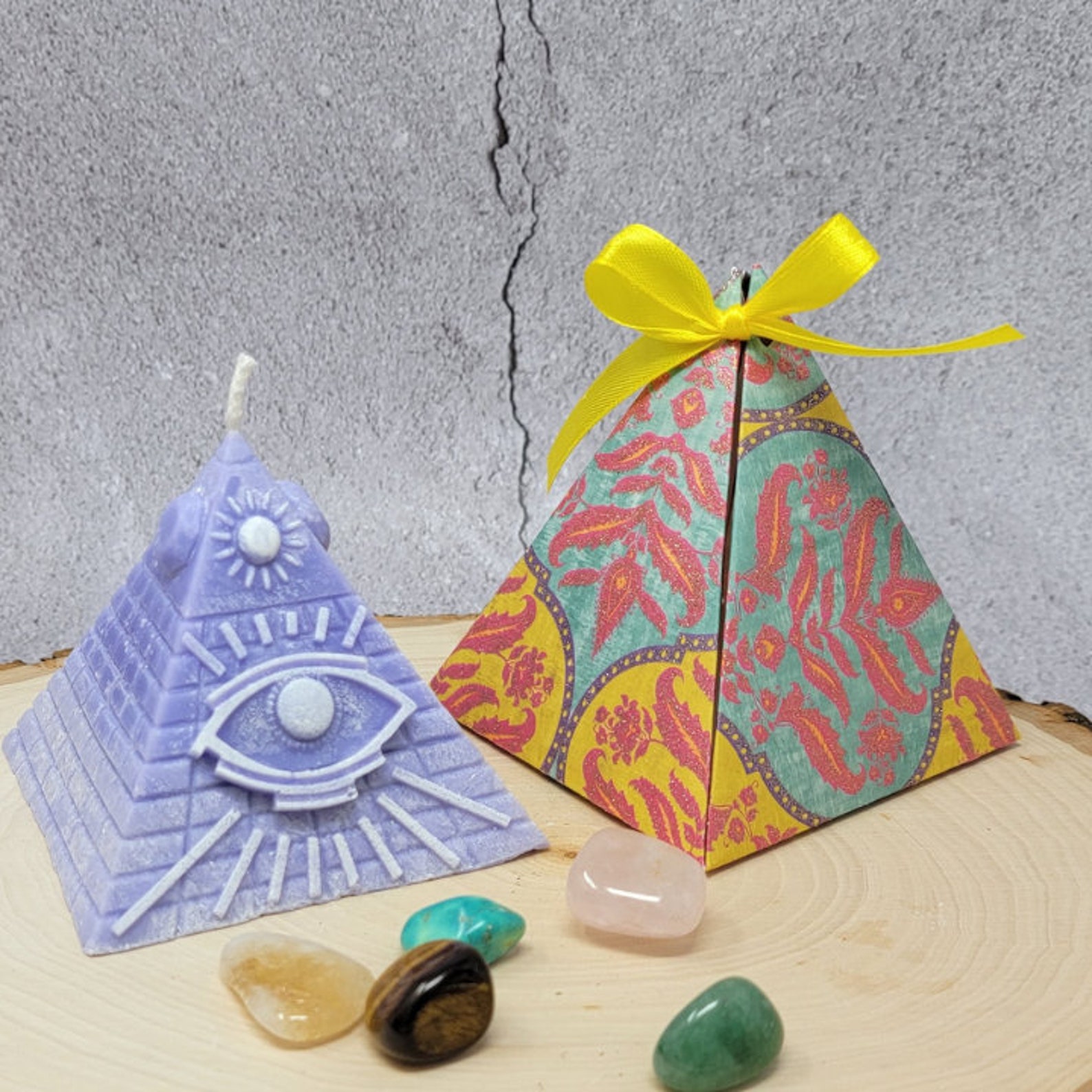 Pyramid Candle With Hidden Crystals Spiritual Candle With Etsy