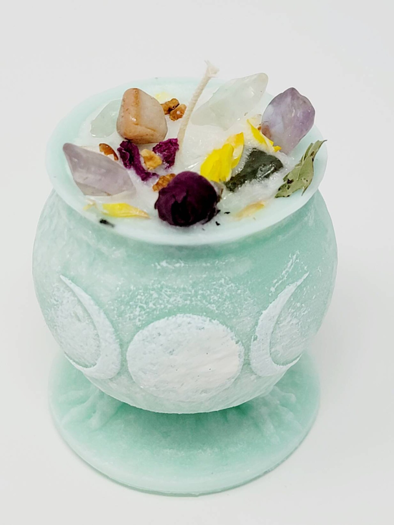 Cauldron Candle With Crystals and Herbs Witch Cauldron Candle Etsy