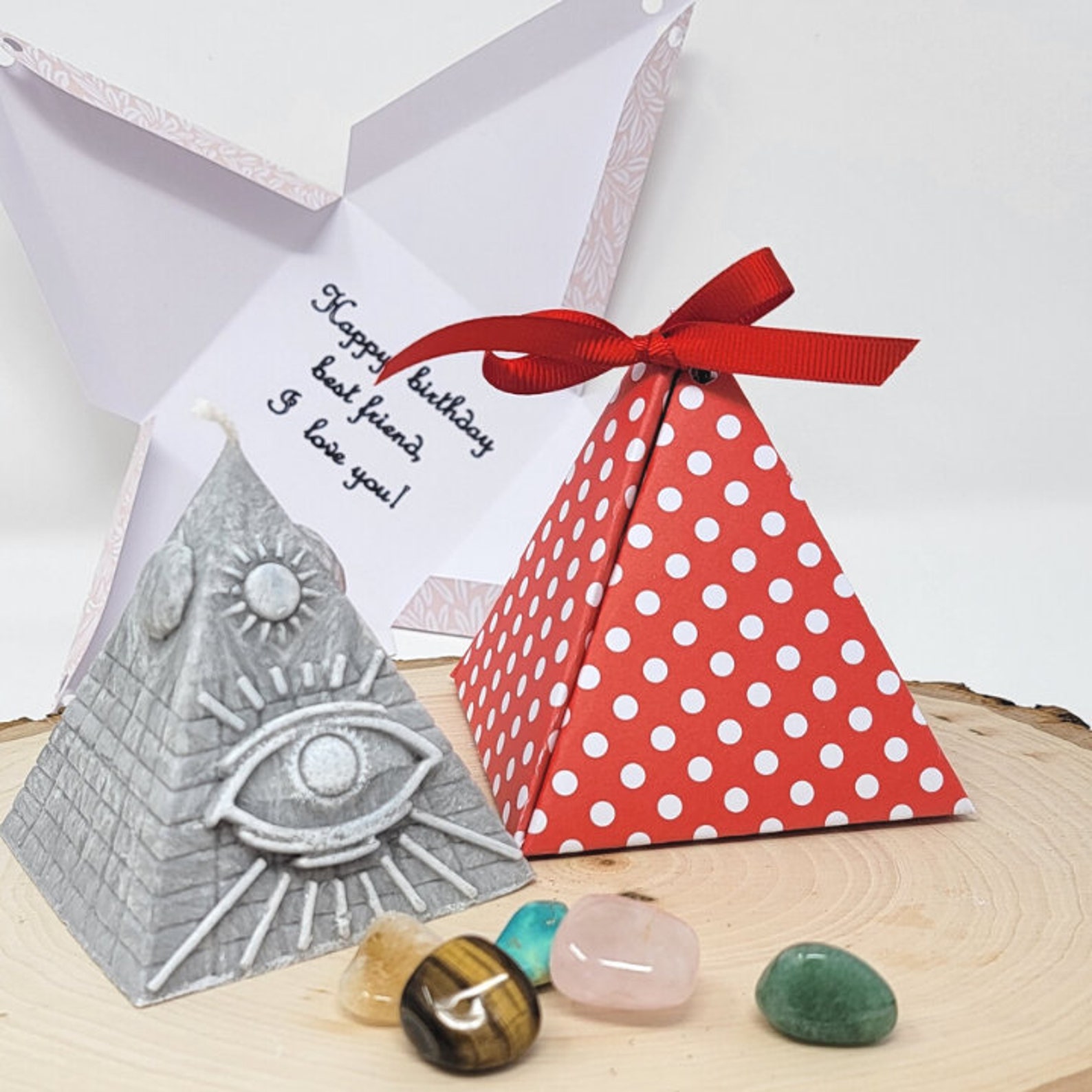 Pyramid Candle With Hidden Crystals Spiritual Candle With Etsy