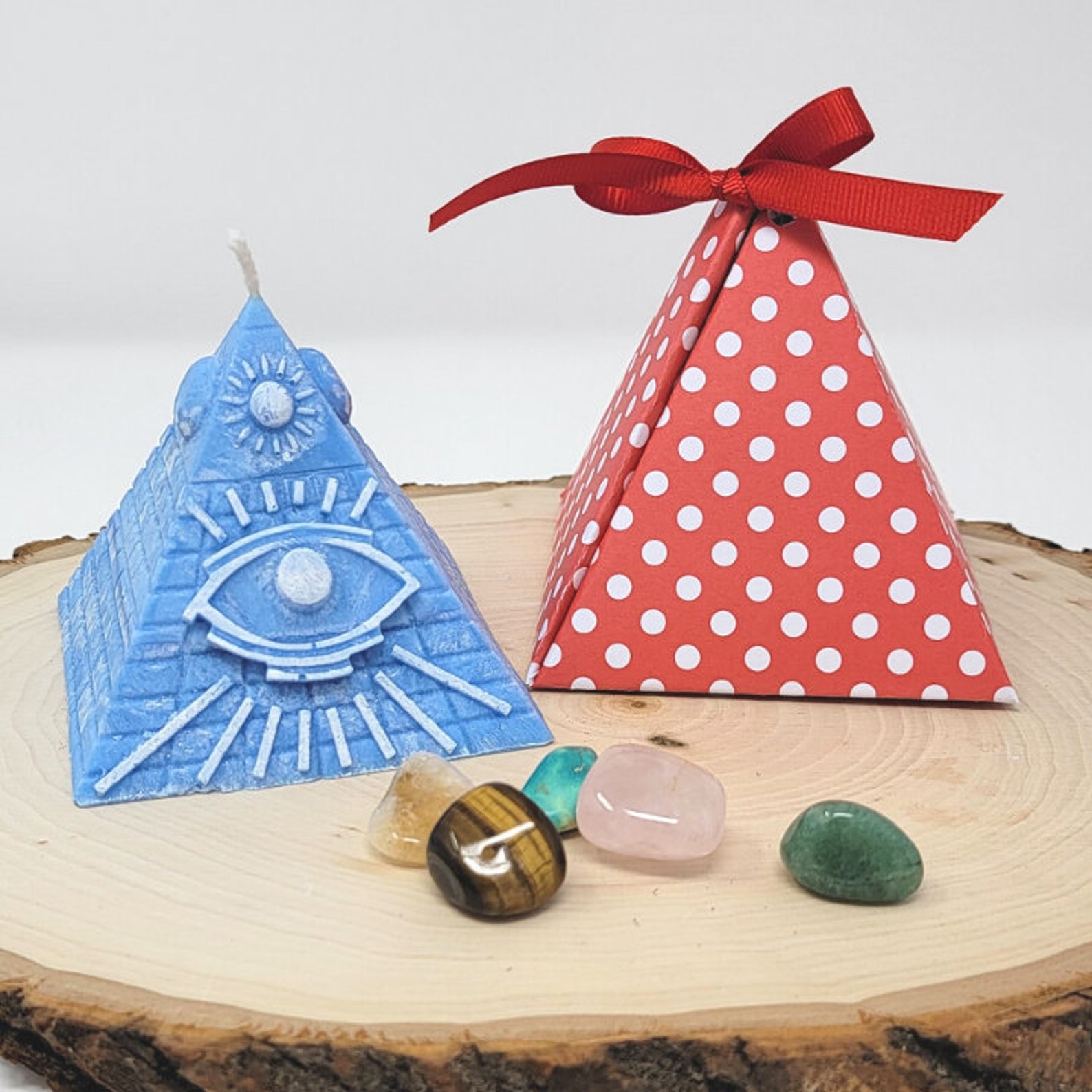 Pyramid Candle With Hidden Crystals Spiritual Candle With Etsy