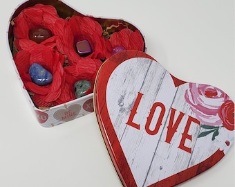 Heart shaped box of crystals,  Crystal Chocolate Box, Valentines Crystal Box