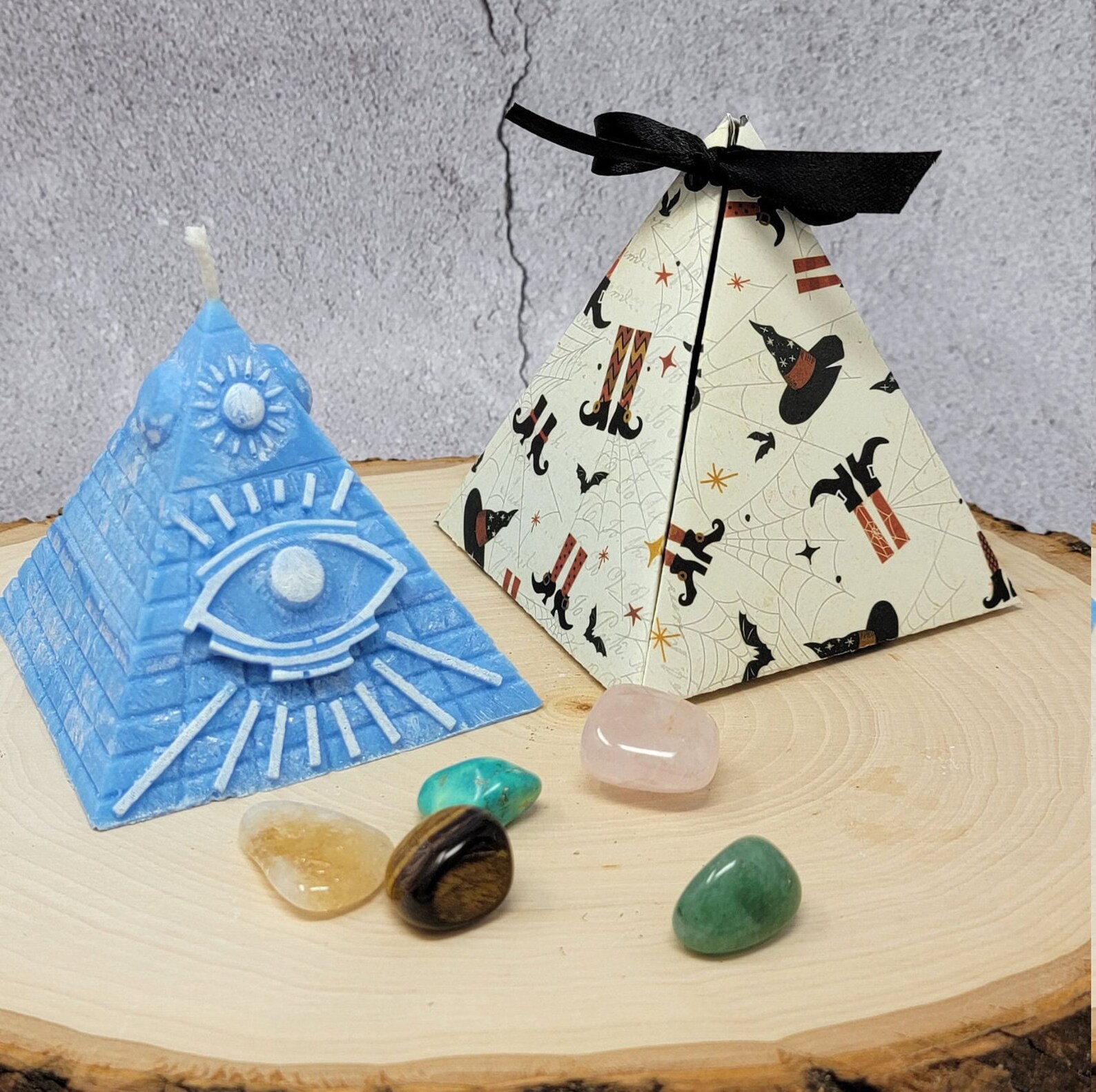 Pyramid Candle With Hidden Crystals Spiritual Candle With Etsy