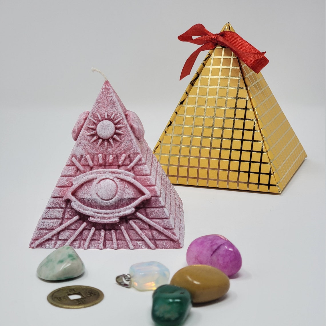 Pyramid Candle with hidden Crystals Spiritual candle with Etsy