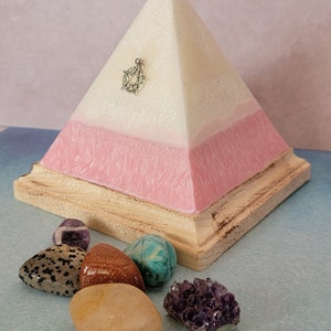Pyramid Candle with Crystals Inside, Surprise Candle