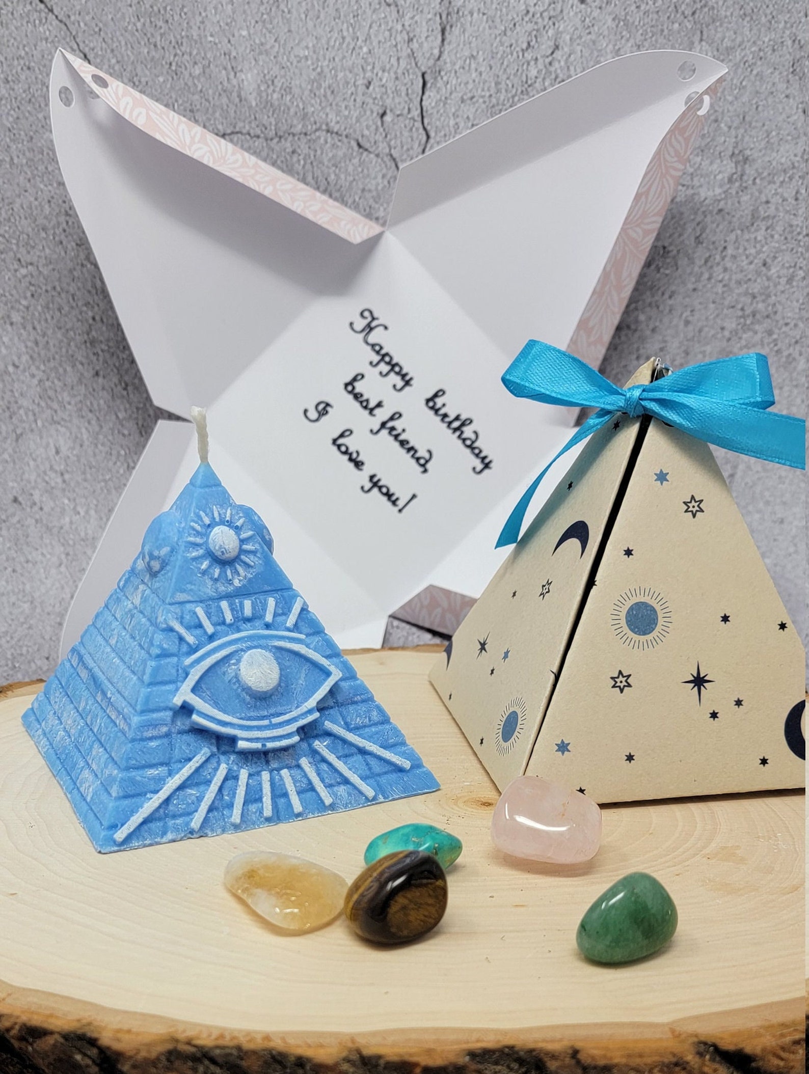 Pyramid Candle With Hidden Crystals Spiritual Candle With Etsy