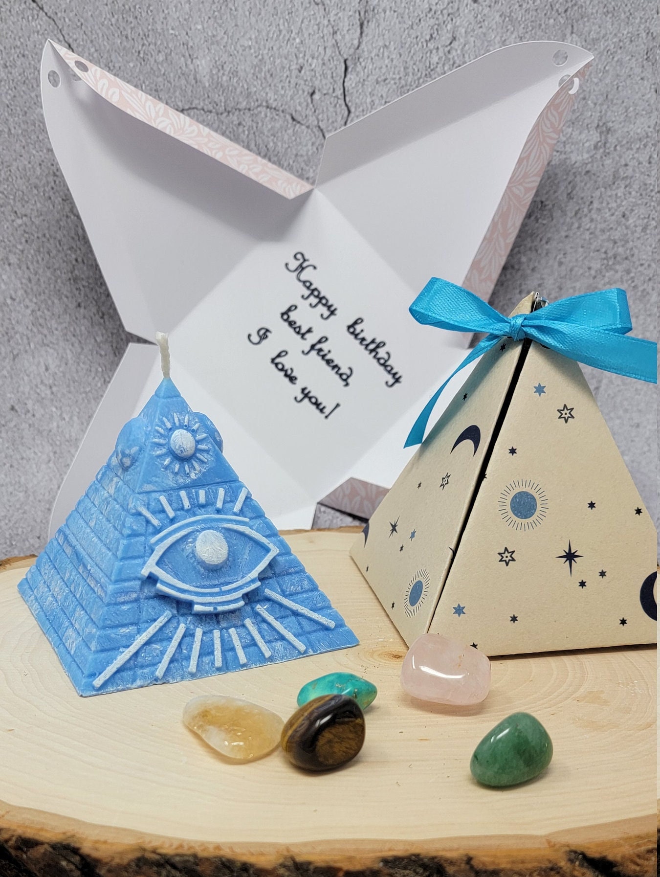 Pyramid Candle With Hidden Crystals Spiritual Candle With Etsy