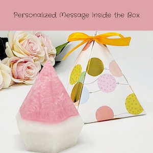 Surprise Candle with hidden crystals in a Personalized box,  Valentines Candle with Crystals Inside, Crystal infused candle