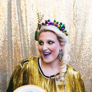 Mardi Gras Champagne Crown, Headpiece, Mardi Gras Headband Adult, Mardi Gras Headband Women, Mardi Gras Party Head Piece