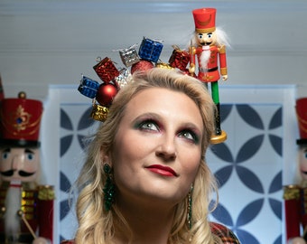 Christmas Headband Adult,  Christmas Headband Women, Nut Cracker Sweater Party, Nutcracker Women, Tacky Christmas Headband, Holiday Headband