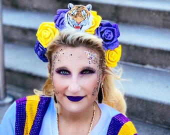 LSU Game Day Stirnband: Gestickte Tiger Blumenkrone