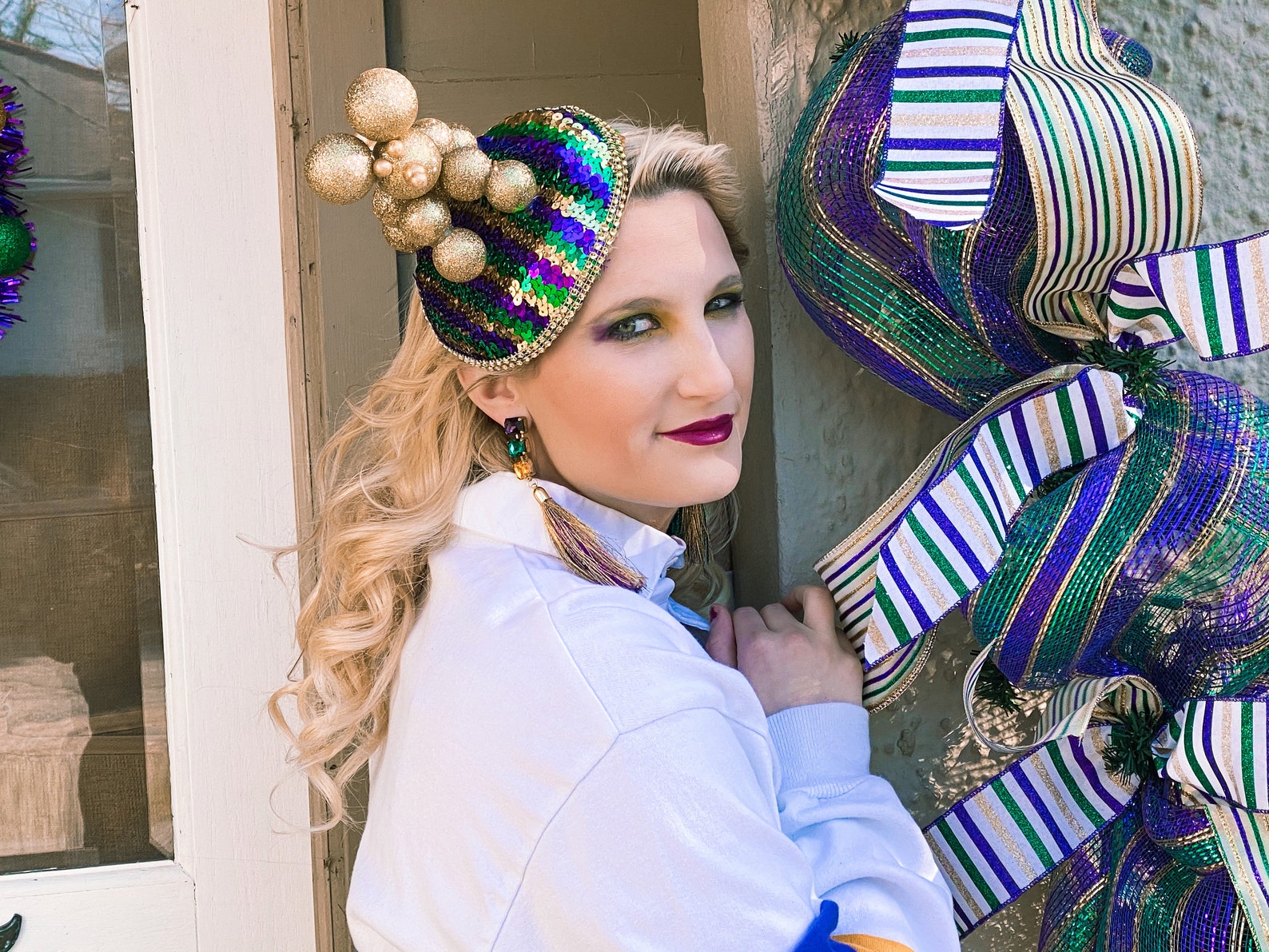 mardi gras bead dog statues for sale