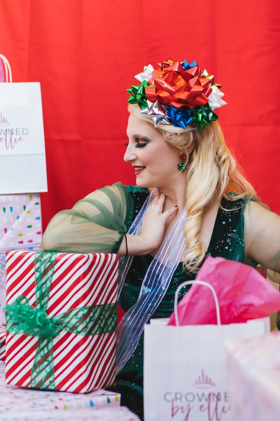 Weihnachts Stirnbänder Damen Set - 3 Stück Mit Schleifen In Rot, Grün, Gold Für Festliche Parties