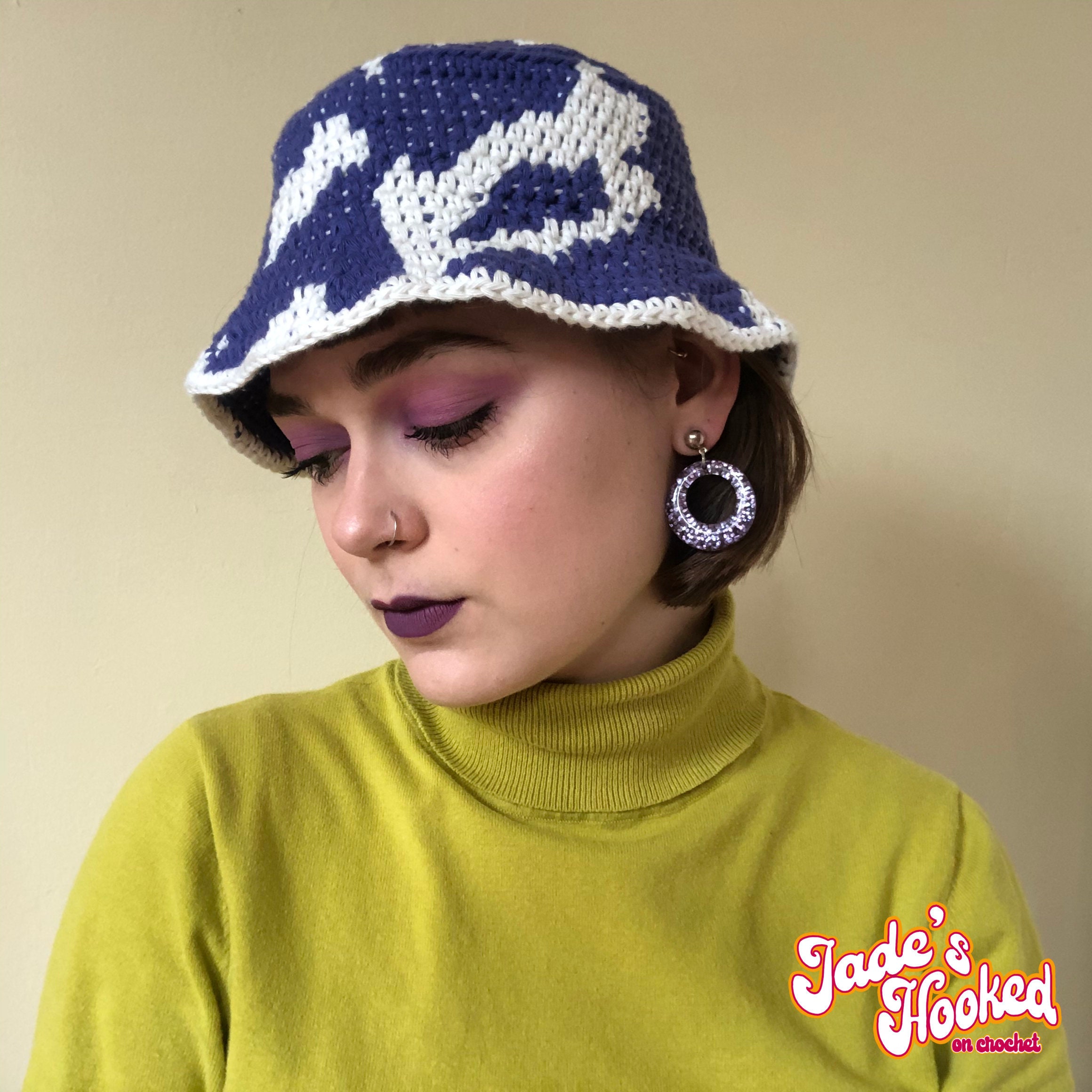 Crochet Hat Handmade Cow Print Y2K 